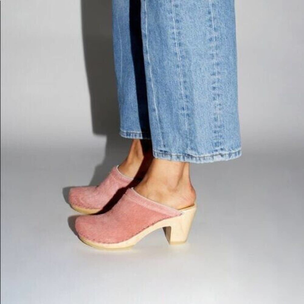 No.6 Old School Clogs High Heel Pink Pony Hair Womens 7.5 - 8 EU 38 - Picture 1 of 16